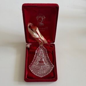 Waterford 1978 Crystal Bell Ornament with Red Ribbon